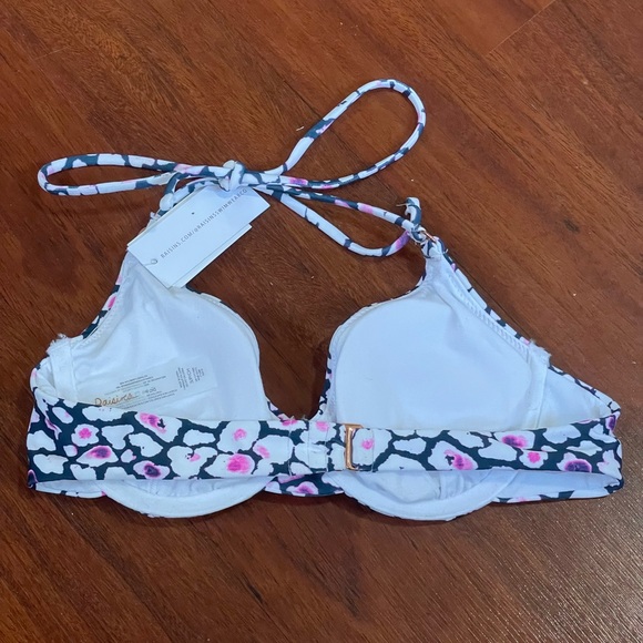 Raisins Juniors Leopard Bikini Swim Top Printed Splash Halter blue pink sz Small - Picture 5 of 16